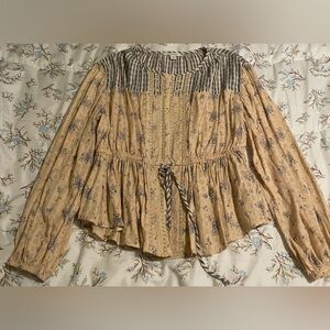 American Eagle Outfitters Tan Floral Blouse